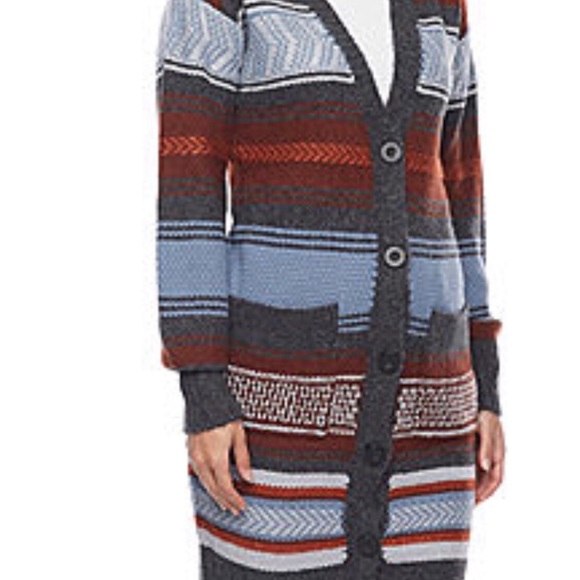 ana Women’s  Long Sleeve Button Striped Cardigan - Picture 4 of 16